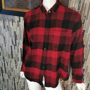 Madewell Shirt in Buffalo Check Plaid Red Flannel Women's Size Large 0134